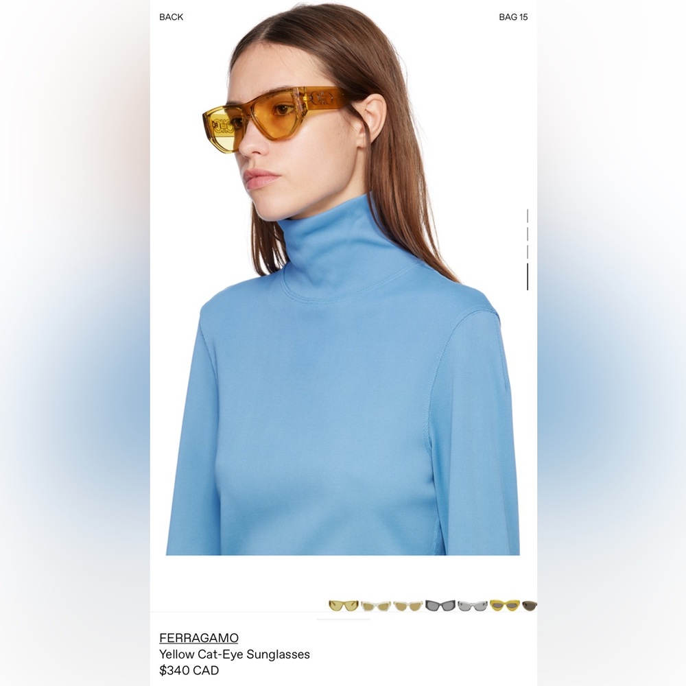 Ferragamo yellow cat eye aviator chunky glasses